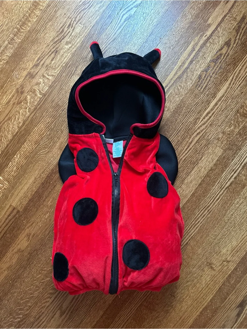 Adorable 24 mo Red and Black Ladybug Hoodie Costume - Zip Front